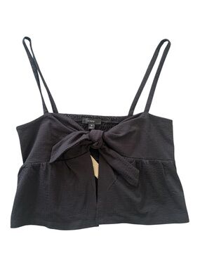NWT J.Crew Black Bow Front Cami Crop Top Size S